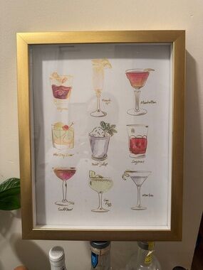 Gold Framed Cocktail Art Print - Gold Frame Paper Source Umbra